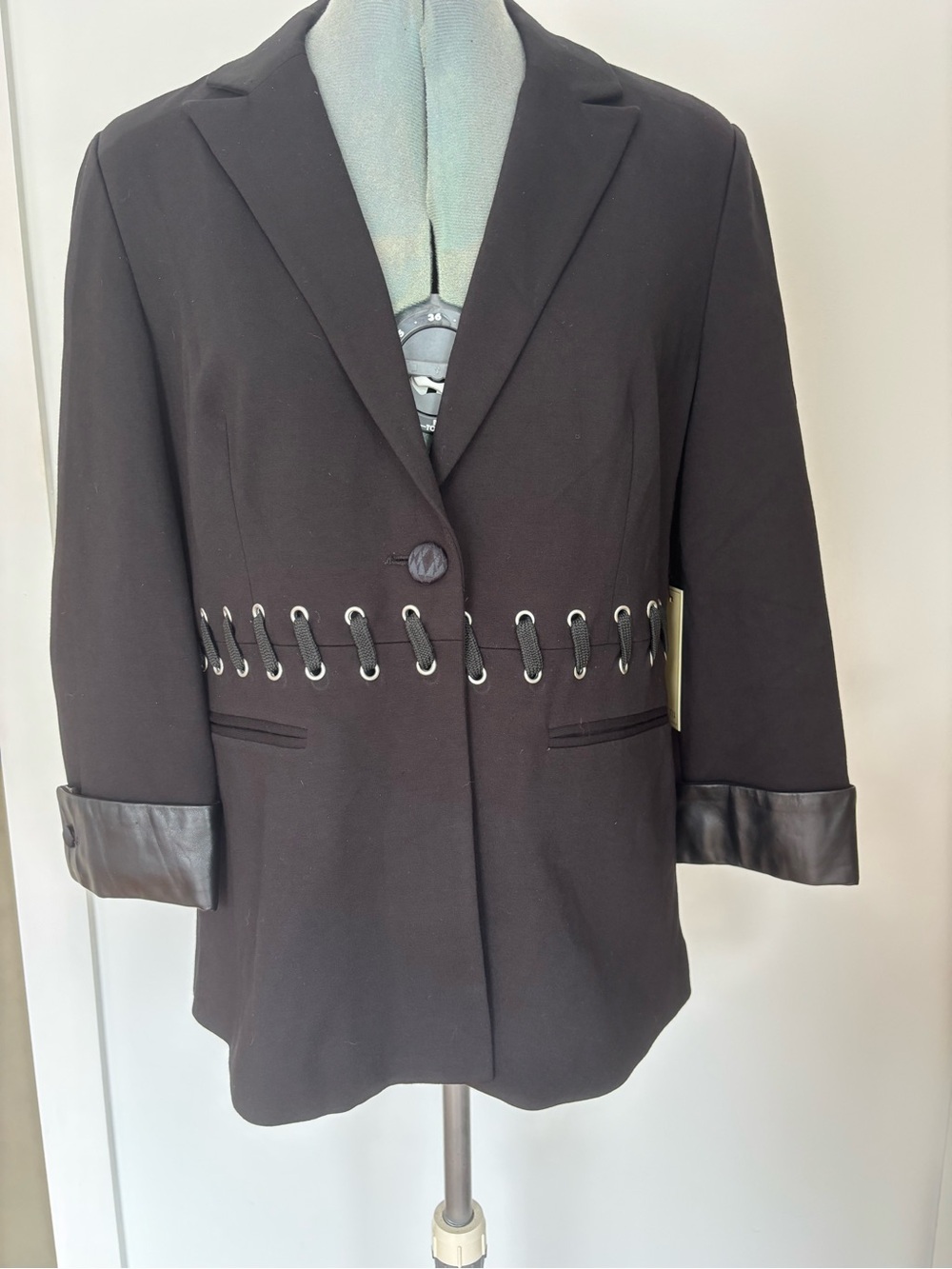 Ecru Black Lace-Up Blazer Jacket NWT | Size M